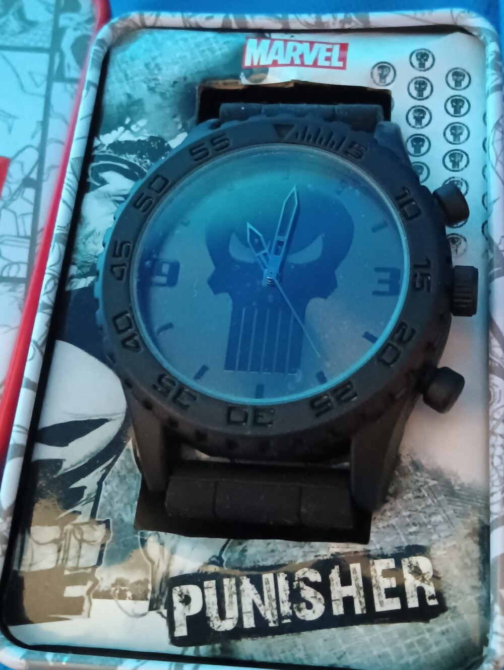 Marvel Punisher Men's Black Silicone Watch